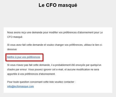 Nous faisons le ménage de nos listes d’envoi! Nous faisons le ménage de nos listes d’envoi!