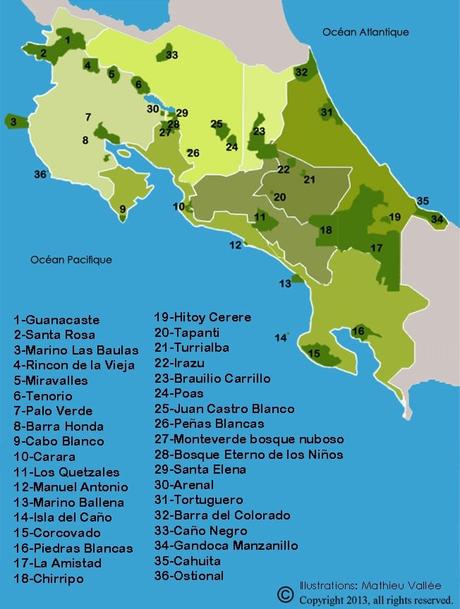 Les cartes du Costa Rica