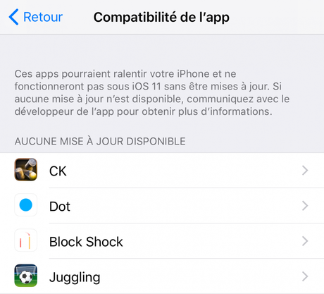 Détectez les applications non compatibles avec iOS 11