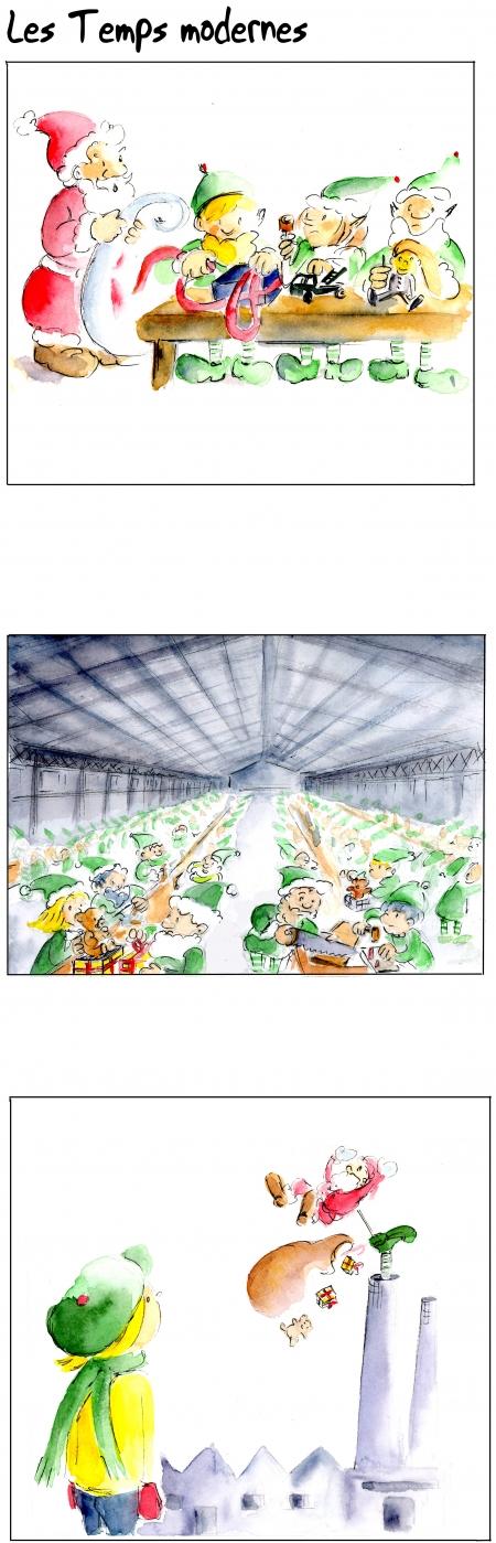 webzine,bd,gratuit,zébra,bande-dessinée,fanzine,strip,lola,aurélie dekeyser,noël,lutins,temps modernes,père noël,jouets,fabrication