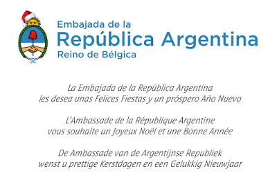 Carte de vœux souriante de l'Ambassade d'Argentine en Belgique [Fin d'année]