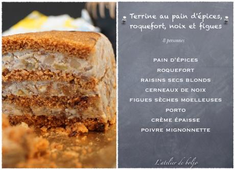 Terrine au pain d’épices, roquefort, noix et figues Terrine au pain d’épices, roquefort, noix et figues
