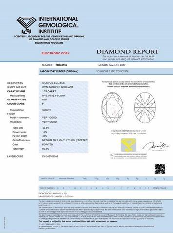 certificat gros diamant ovale pour bague