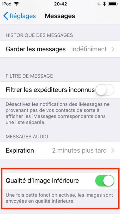 Économiser des données avec l’application Messages pour iPhone