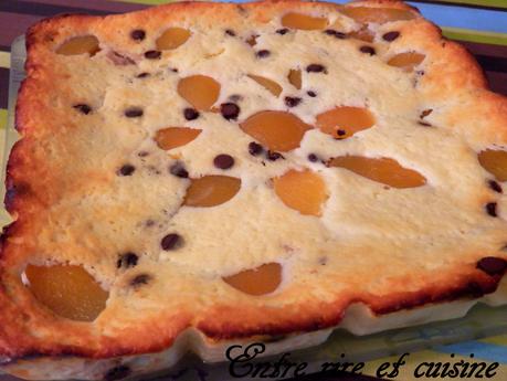 Gâteau léger au fromage blanc et abricots aux pépites de chocolat