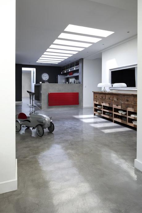 loft design radiateur rouge myacova3d beton cire