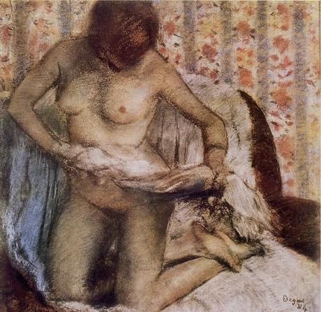Edgar Degas (1834-1917) : Suite de nus... Pastels. Le cas de Degas - Femme s'essuyant après le bain, 1884