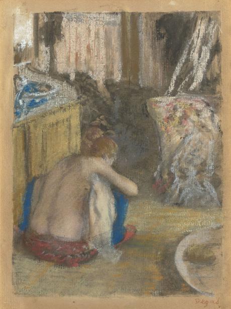 Edgar Degas (1834-1917) : Suite de nus... Pastels. Le cas de Degas - Femme nue accroupie, de dos, 1877