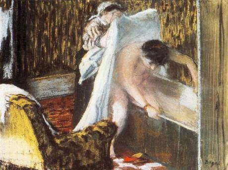 Edgar Degas (1834-1917) : Suite de nus... Pastels. Le cas de Degas - Femme sortant du bain, vers 1885
