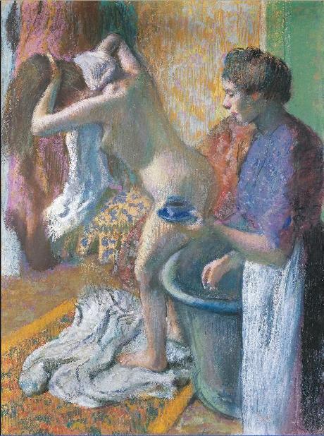 Edgar Degas (1834-1917) : Suite de nus... Pastels. Le cas de Degas - Le petit déjeuner à la sortie du bain, 1895/1898