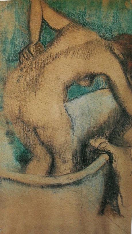 Edgar Degas (1834-1917) : Suite de nus... Pastels. Le cas de Degas - Le bain, femme s'épongeant, 1887