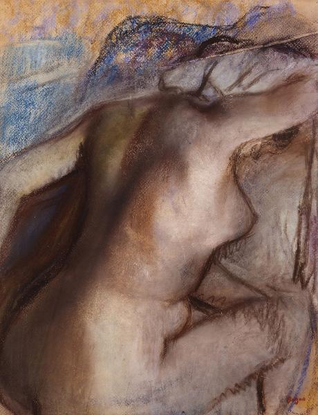 Edgar Degas (1834-1917) : Suite de nus... Pastels. Le cas de Degas - Après le bain, femme s'essuyant, 1884