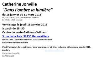 Exposition « Dans l’ombre la lumière » Catherine Jonville à partir du 18 Janvier 2018