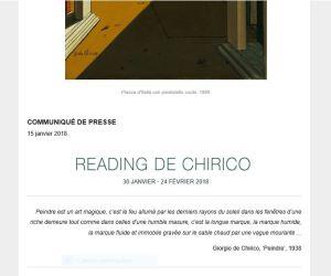 Galerie TORNABUONI      30 Janvier au 24 Février 2018  READING DE CHIRICO