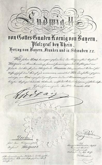 Louis II décore Richard Wagner de l'ordre de Maximilien / Verleihung des Maximilians-Orden an Richard Wagner