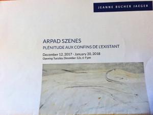 Galerie Jeanne BUCHER JAEGER  dernier jour le 20 Janvier 2018 exposition ARPAD SZENES « Plénitude aux confins de l’existant »