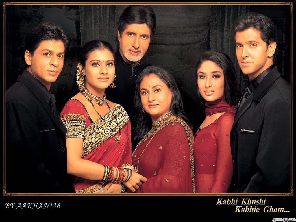 La famille indienne (2001) avec shahrukh khan, hrithik roshan, amitabh bachchan et kajol.