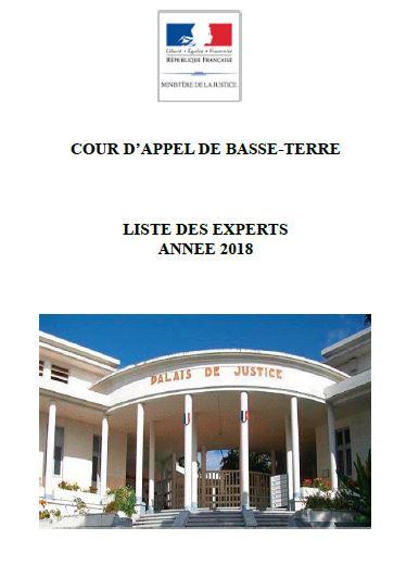 Liste des Experts près la Cour d’Appel de Basse-Terre (édition 2018)