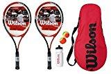Wilson Federer 25 Raquette de Tennis pour enfant 2 raquettes + balles, gourde et sac &70