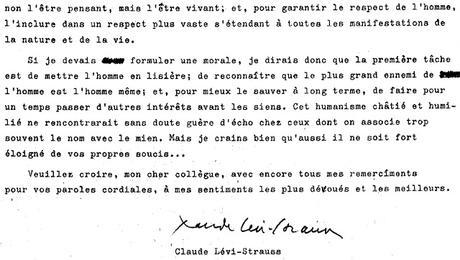 Claude Lévi-Strauss écrit à Roger Garaudy