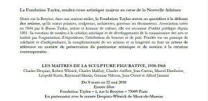 Fondation Taylor « Les Maitres de la Sculpture Figurative 1938-1968 du 8 Mars au 12 Mai 2018 a