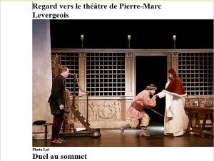 Regard vers le Théâtre de Pierre-Marc Levergeois  7 Février 2018 « Duel au sommet »