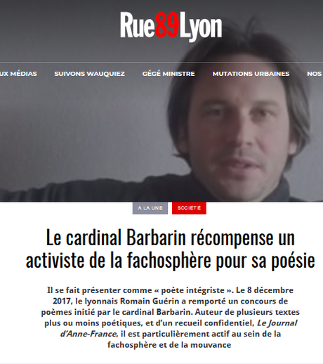 #Barbarin s’enfonce encore :  le diocèse de #Lyon récompense un auteur fasciste