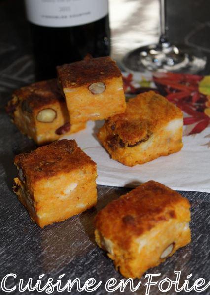 Brownie carotte, chèvre et amandes