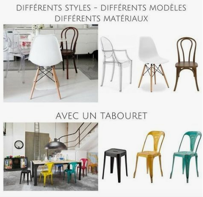 Chaises dépareillées, un joli mélange