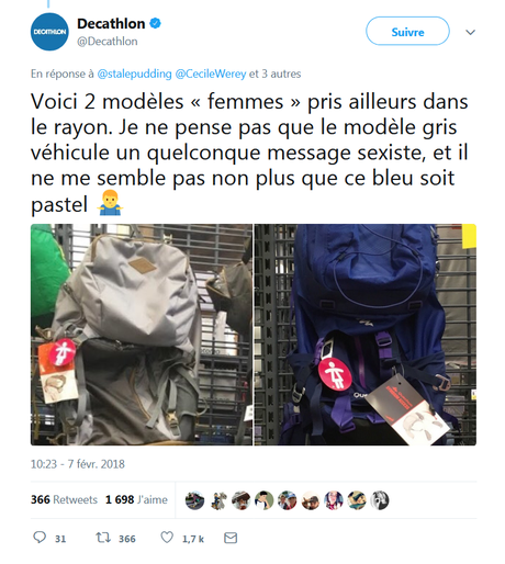 Décathlon et le sac rose