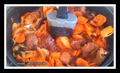 Boeufs carotte, champignon à l'actifry