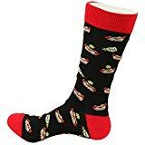 FineFit Man Cave Trouser Socks - One Size, Hot Dogs on Black