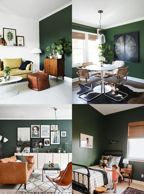 4 façons d’adopter le vert dans sa déco pan de mur vert foncé