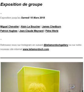 Galerie Lélia Mordoch  Exposition de groupe  jusqu’au 10 Mars 2018
