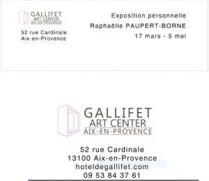 Gallifet ART CENTER  à Aix en Provence – exposition de Printemps (17 Mars au 5 Mai 2018) « GIONATA »