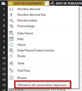 Power BI Paramètres régionaux