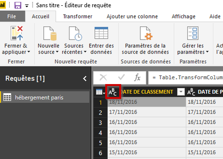 Power BI Date en texte