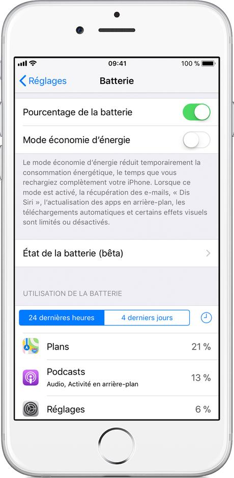 iOS 11.3 : État de la batterie de votre iPhone