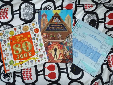 Feuilletage d'albums #72 : les LIVRES-JEUX : Tour du monde en 80 jeux - Par ici la sortie - Les Labyrinthes de Finn - La Pyramide mystérieuse