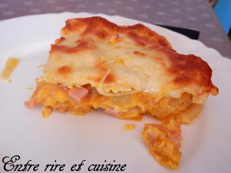 Lasagnes légères sauce potimarron au jambon et à la ricotta