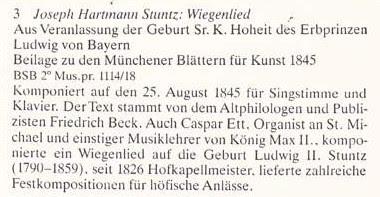 Joseph Hartmann Stunz: Wiegenlied aus Veranlassung der Geburt des Erbprinzen Ludwig von Bayern