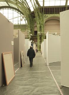 Montage de l'exposition salon du dessin et peinture à l'eau Grand Palais Fev 2018 Paris