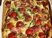 Clafoutis chèvre, poivrons, jambon, tomates