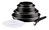 Tefal L2009902 Set de poêles et casseroles - Ingenio 5 Essential Noir Set 8 Pièces - Tous feux sauf induction