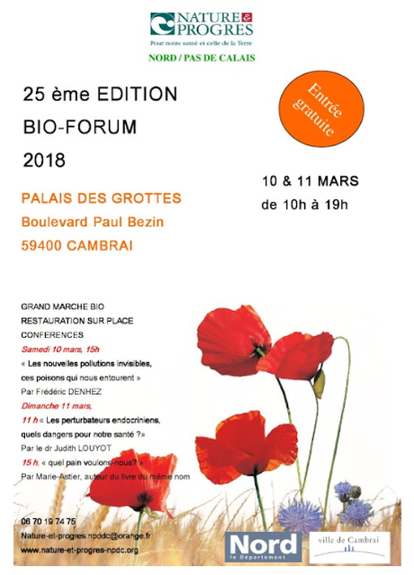 Bio-Forum 25 éme édition à Cambrai les 10 et 11 mars 2018