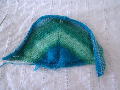 Un nouveau châle vert et bleu