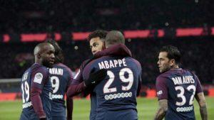 La joie des parisiens et de Mbappé premier buteur du match face à l'OM