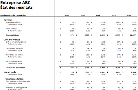 État des résultats