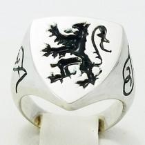 chevaliere lion homme or blanc