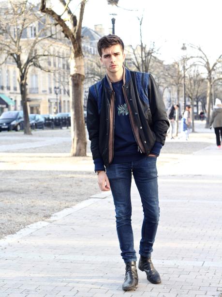 Blog-mode-homme-style-masculin-elegant-casual-bomber-diesel-boots-lacroix-sweatshirt-skinny-jeans-bordeaux-paris-porter-un-blouson-aviateur